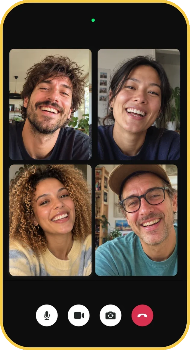 Videollamada de Wanna con cuatro personas